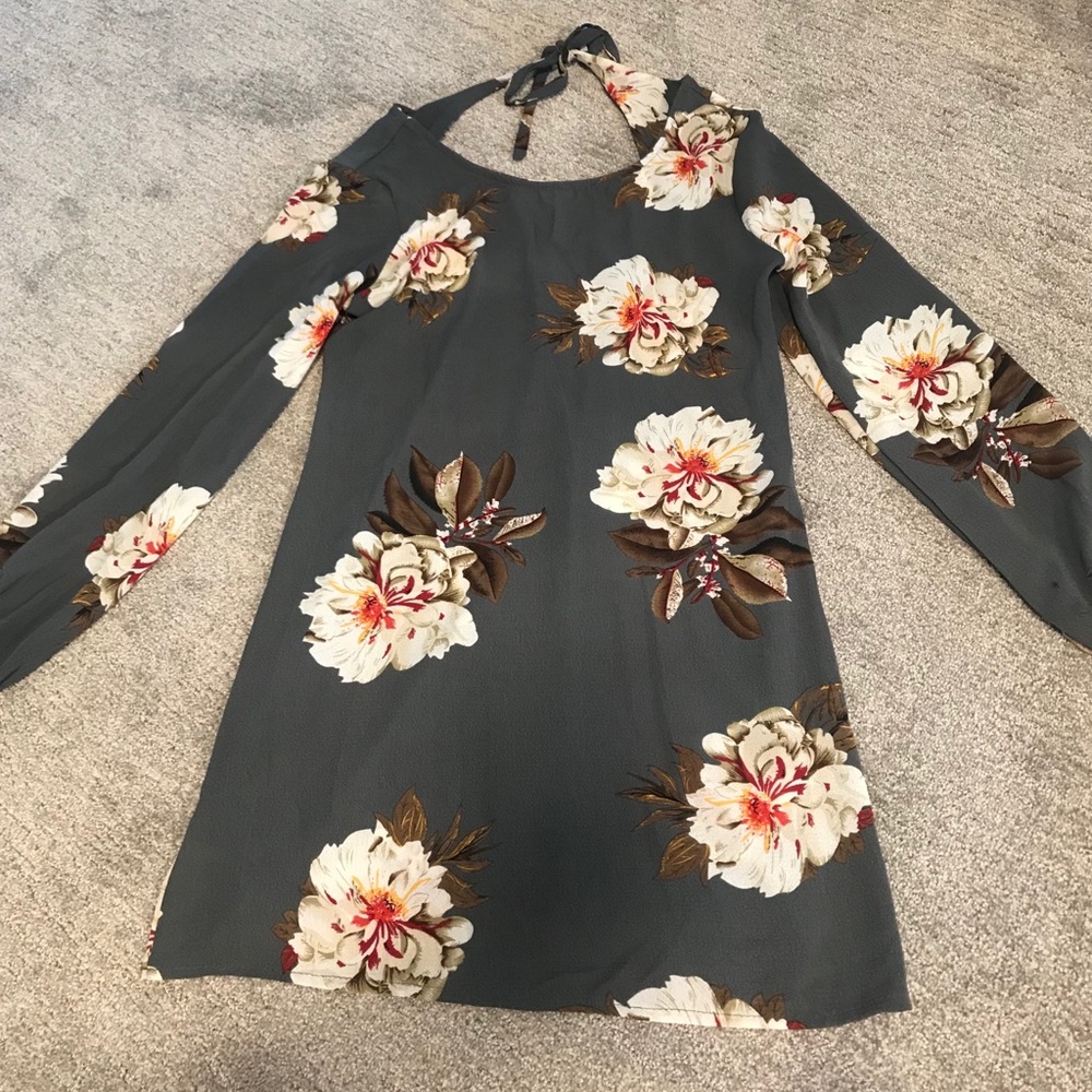 floral grey dress